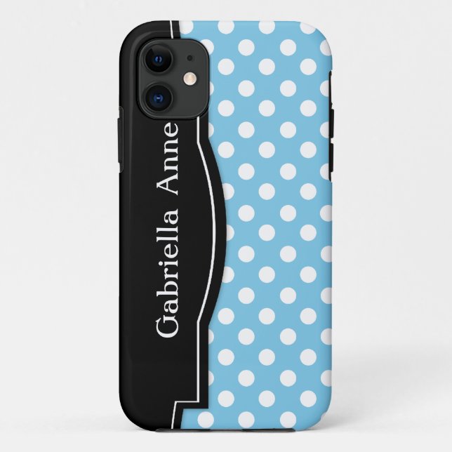 Light Blue Polka Dot Black Frame iPhone 5 Gehäuse Case-Mate iPhone Hülle (Rückseite)