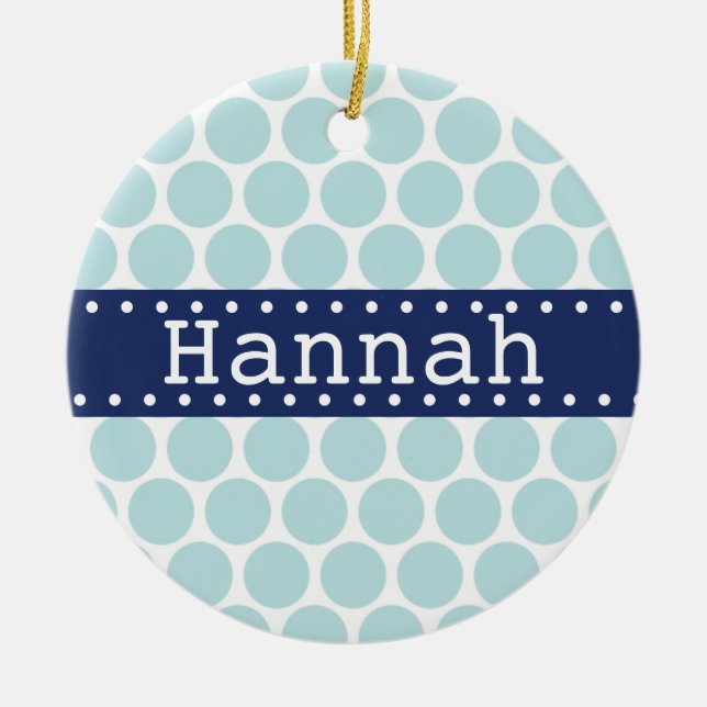 Light Blue Polka Dot Pattern Blue Banner Keramikornament (Vorne)