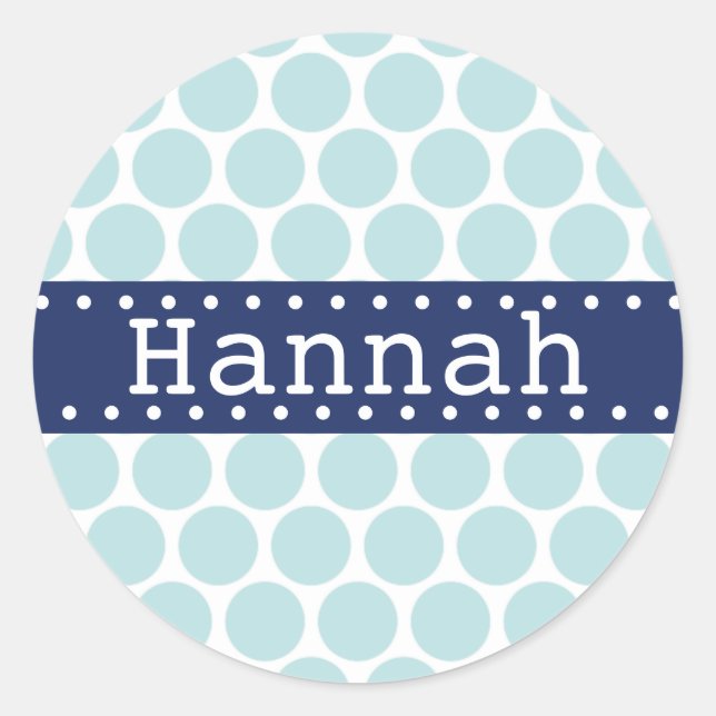 Light Blue Polka Dot Pattern Blue Banner Runder Aufkleber (Vorderseite)