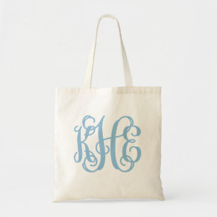 Light Blue Preppy Script Monogram - KHE Tragetasche