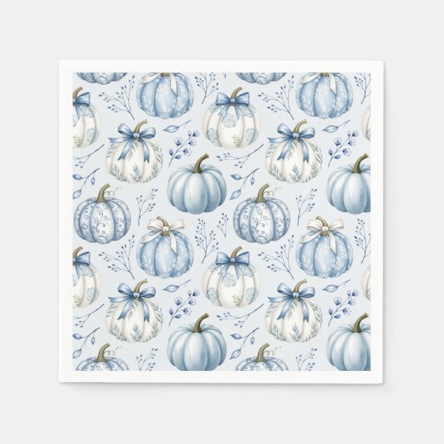 Light Blue PumpkinPattern - Napkins Serviette (Vorderseite)
