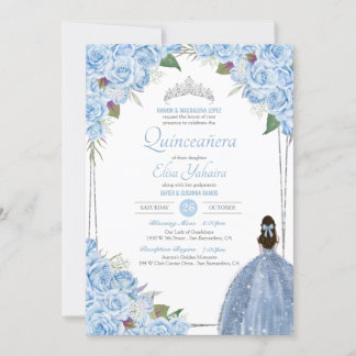 Light Blue Quinceanera Aschenella Princess Quince Einladung