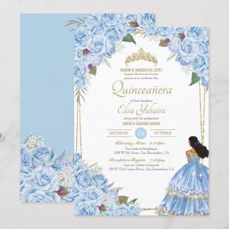 Light Blue Quinceanera Elegante Dress Rose Florenz Einladung