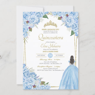 Light Blue Quinceanera Elegante Dress Rose Florenz Einladung