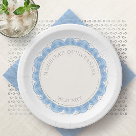Light Blue Quinceanera Pappteller