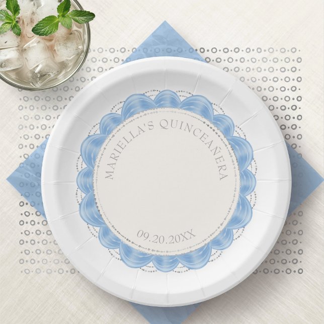 Light Blue Quinceanera Pappteller (Von Creator hochgeladen)