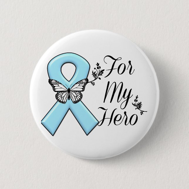 Light Blue Ribbon für meinen Helden Button (Vorderseite)