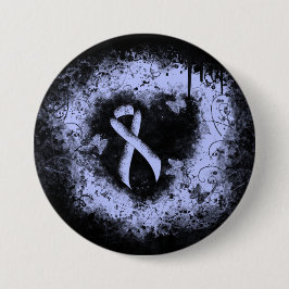 Light Blue Ribbon Grunge Herz Button