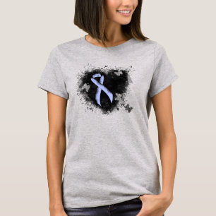 Light Blue Ribbon Grunge Herz T-Shirt