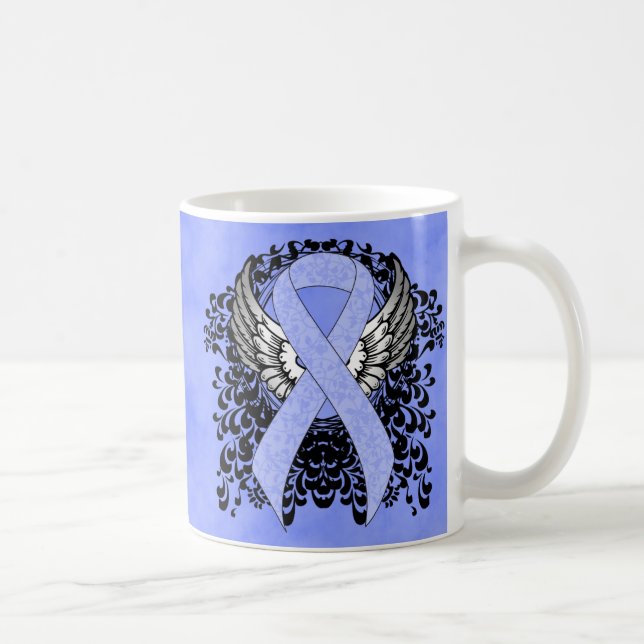 Light Blue Ribbon mit Flügeln Tasse (Rechts)