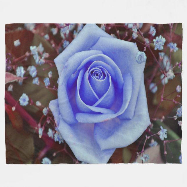 Light Blue Rose Fleecedecke (Vorderseite (Horizontal))