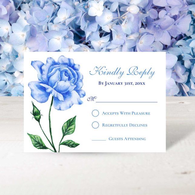 Light Blue Rose Quinceñera Response Card RSVP Karte (Light Blue Rose Quinceañera Response Card)