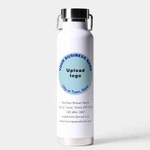 Light Blue Round Business Brand auf isoliert Trinkflasche