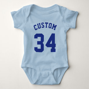 Light Blue & Royal Baby   Sports Jersey Design Baby Strampler