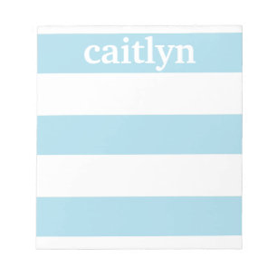Light Blue Rugby Stripes Personalisiert Notizblock