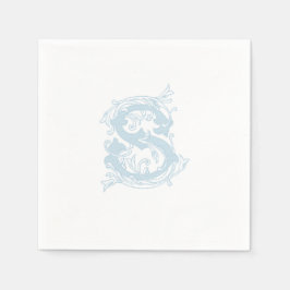 Light Blue "S" Monogram Cocktail Napkins Serviette
