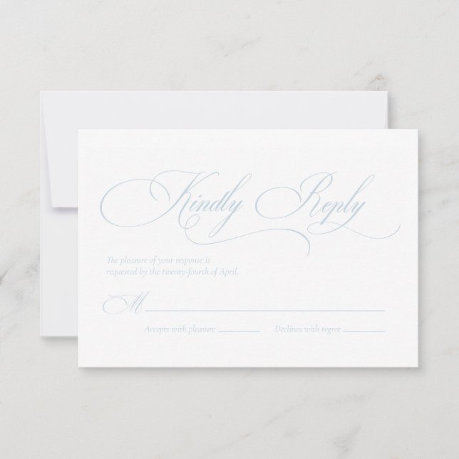 Light Blue "S" Monogram Wedding RSVP Card Karte (Vorderseite)