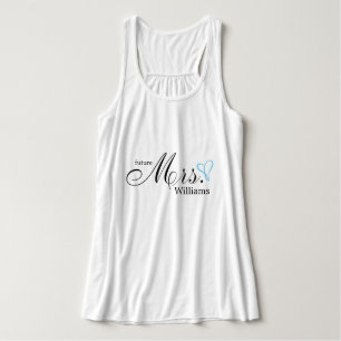 Light Blue Scribbled Heart Future Mrs. Tank Top