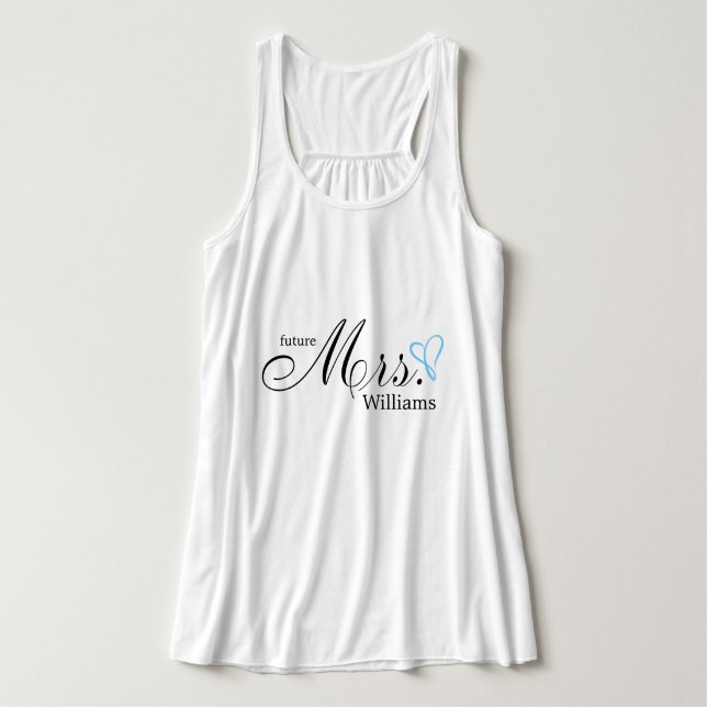 Light Blue Scribbled Heart Future Mrs. Tank Top (Design Vorderseite)