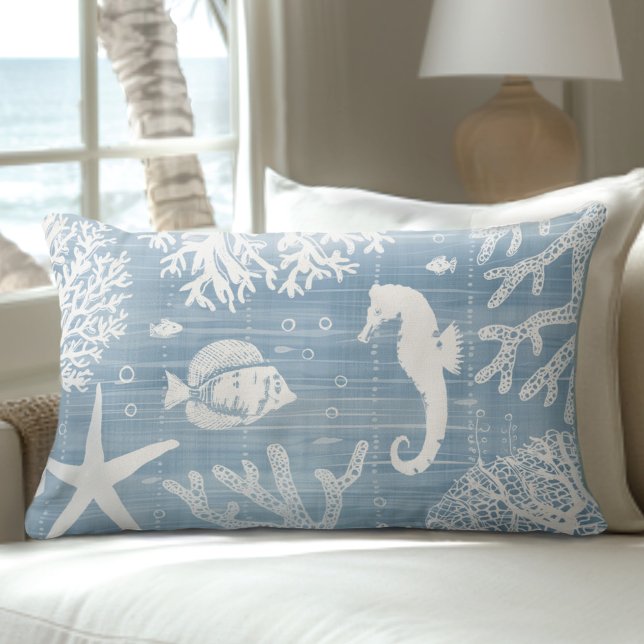 Light Blue Seepferd Lumbar Pillow Lendenkissen (Von Creator hochgeladen)