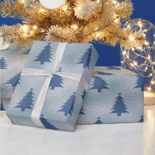 Light Blue Silent Night Weihnachtsbaum Geschenkpapier