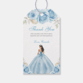 Light Blue & Silver Floral Princess Quinceañera Geschenkanhänger