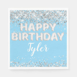Light Blue Silver Geburtstagsparty Serviette