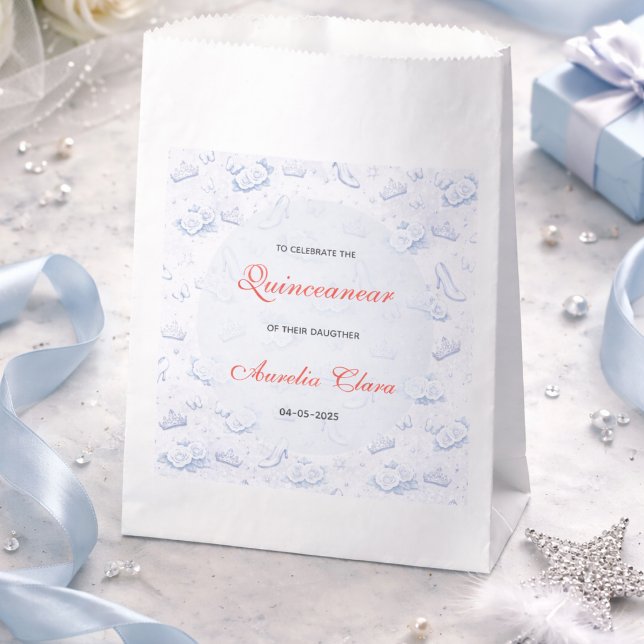 Light Blue Silver Princess Quinceanera Birthday  Geschenktütchen (Light Blue Silver Princess Quinceanera Birthday Favor Bag
)