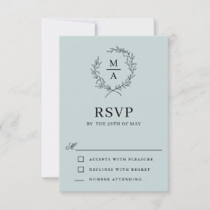 Light Blue Simple Elegangram RSVP Karte