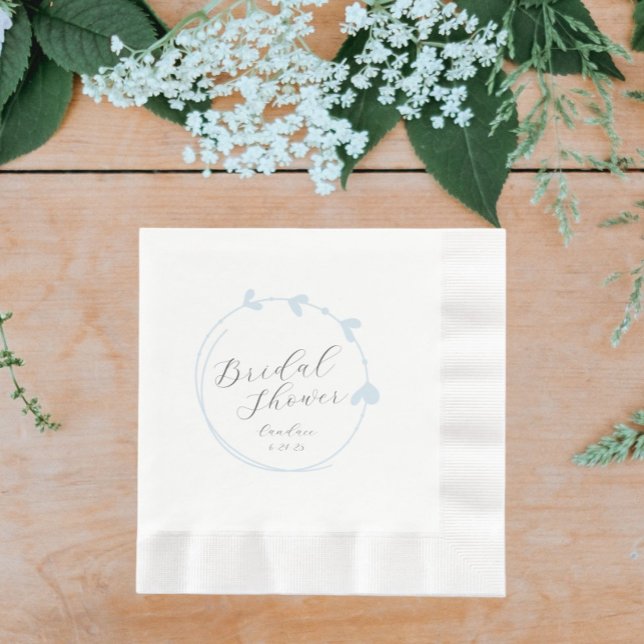 Light Blue Simple Heart Wreath Brautparty Serviette (In Situ Wedding)