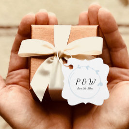 Light Blue Simple Heart Wreath Monogram Wedding Geschenkanhänger