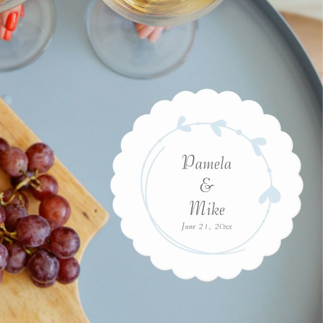 Light Blue Simple Heart Wreath Wedding Untersetzer (In Situ Wedding)