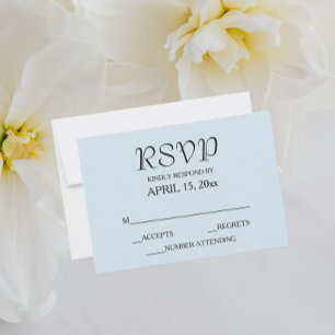 Light Blue Simple Style Wedding RSVP Karte