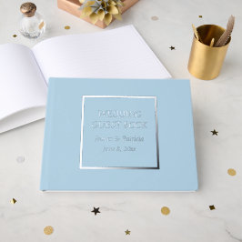 Light Blue Simple Stylized Letters Wedding Gästebuch