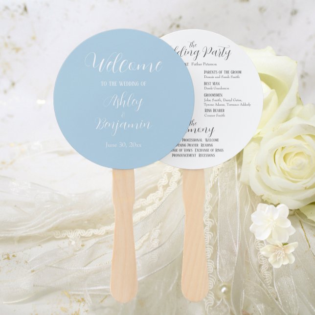 Light Blue Simple Wedding Fächer (In Situ Wedding)
