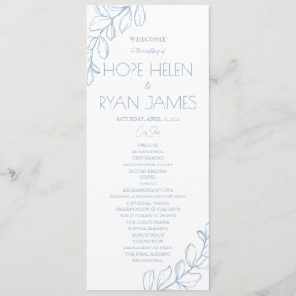 Light Blue Simple Wedding Programm
