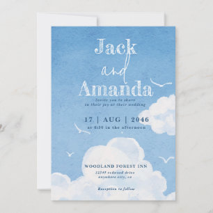 Light Blue Sky Relaxing Wedding Invitation Cards Einladung