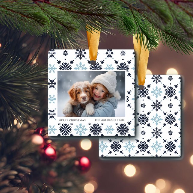 Light Blue Snowflake Foto Keramikornament (Von Creator hochgeladen)