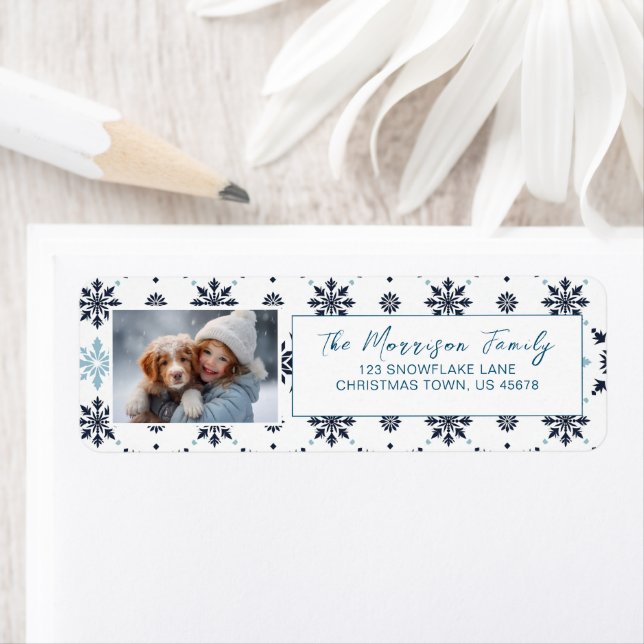 Light Blue Snowflake Foto Rücksendeadresse (Insitu)
