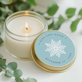 Light Blue Snowflake Hochzeit Runder Aufkleber