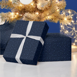 Light Blue Snowflakes Dark Blue Christmas Geschenkpapier