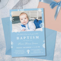 Light Blue Snowflakes Foto Winter Boy Taufe