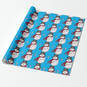 Light Blue Snowman Wrapping Paper Geschenkpapier