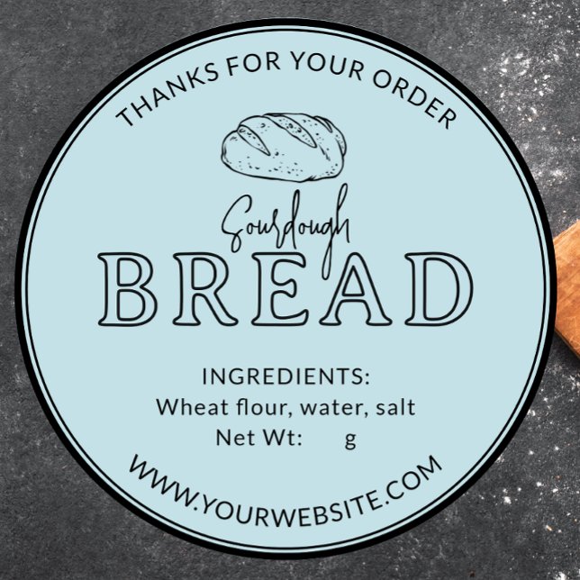 Light Blue Sourdough Brot Danke Aufkleber (Von Creator hochgeladen)