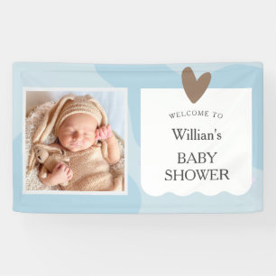 Light Blue Star Foto Baby Dusche Willkommen Banner