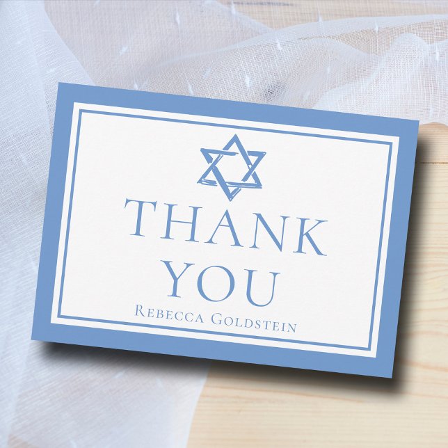 Light Blue Star von David Bat Mitzvah Dankeskarte (Von Creator hochgeladen)