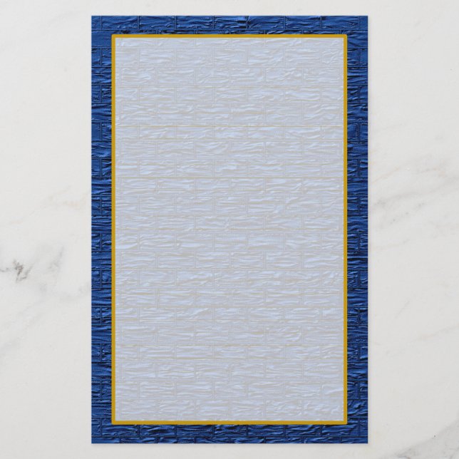 Light Blue Steel Brick Fine Lined Stationery Briefpapier (Vorderseite)