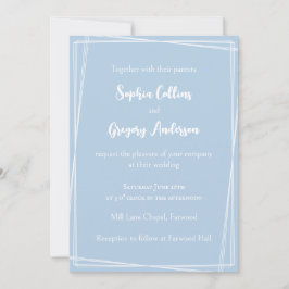 Light Blue Stylish Script Geometric Frame Wedding Einladung