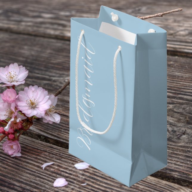 Light Blue Stylized Script Wedding Bridesmaid Kleine Geschenktüte (In Situ)