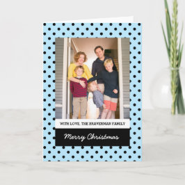 Light Blue Sweet Polka Dot Holiday Foto Card Feiertagskarte